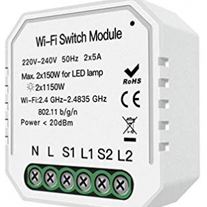 Smart WiFi 10Amp 2 Gang Switch DIY Module for Smart Home Automation Solution
