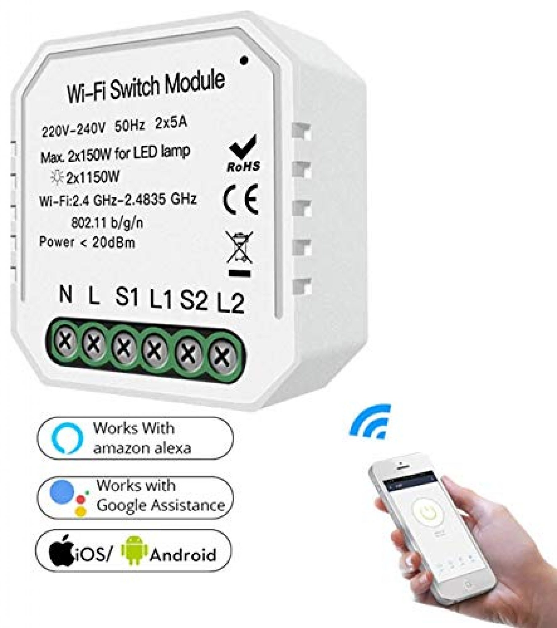 Smart Wifi Gang Switch Diy Module For Smart Home Automation Solution No Hub Required